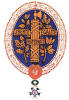 Государственный герб Французской Республики изображен в виде эллипса, в центре которого находятся дикторский пучок-символ власти и республики